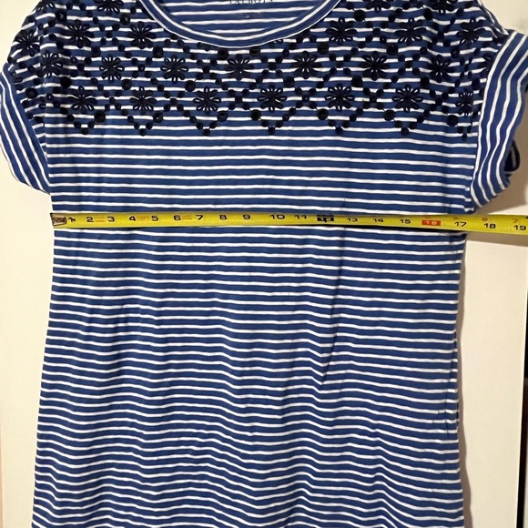 Talbots Blue Striped Tee with Embroidery Detail - Picture 7 of 8